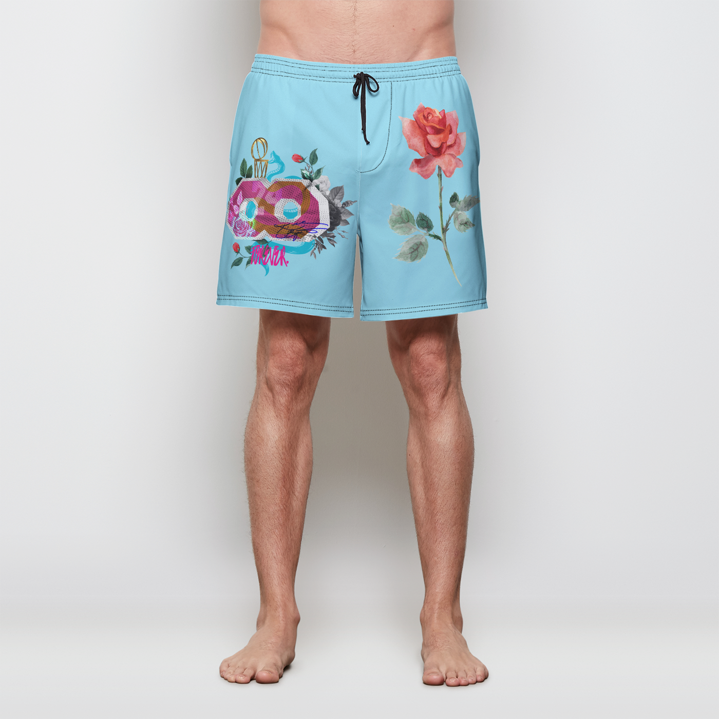 Teal Rose Poly Tech Shorts
