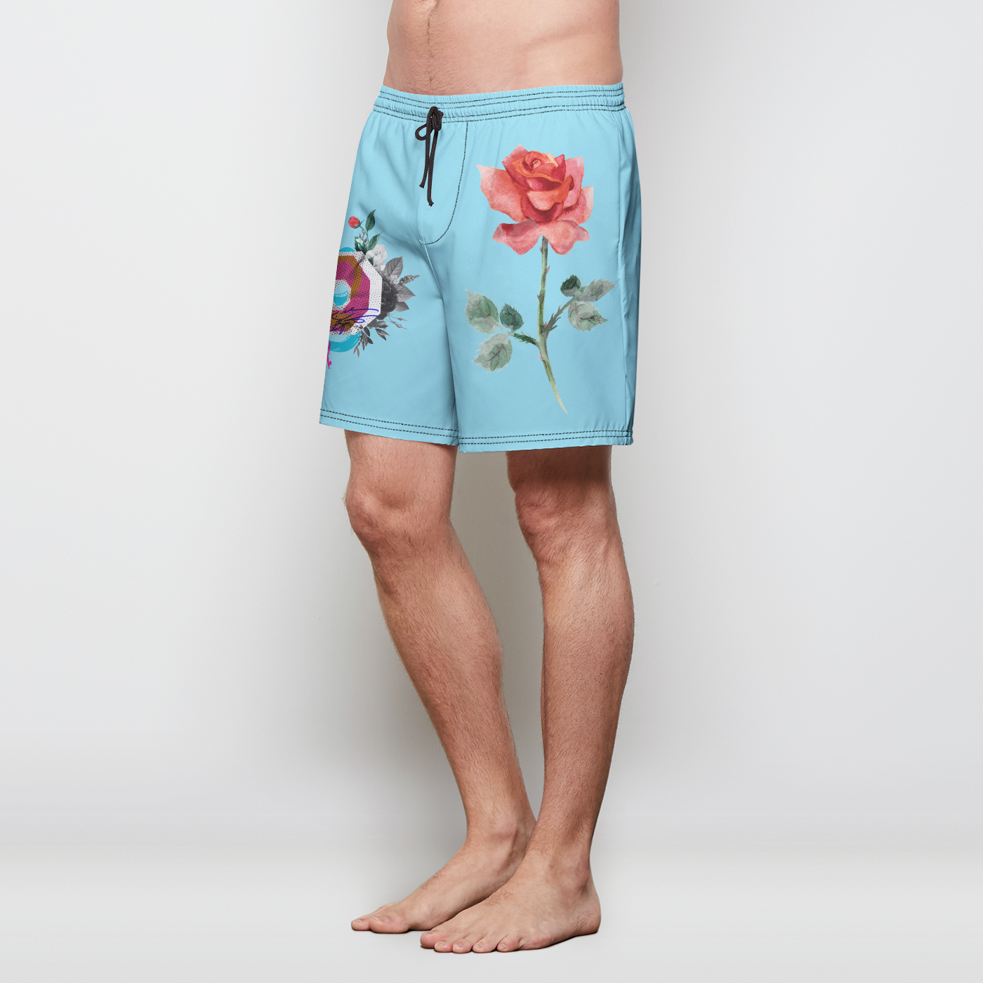 Teal Rose Poly Tech Shorts