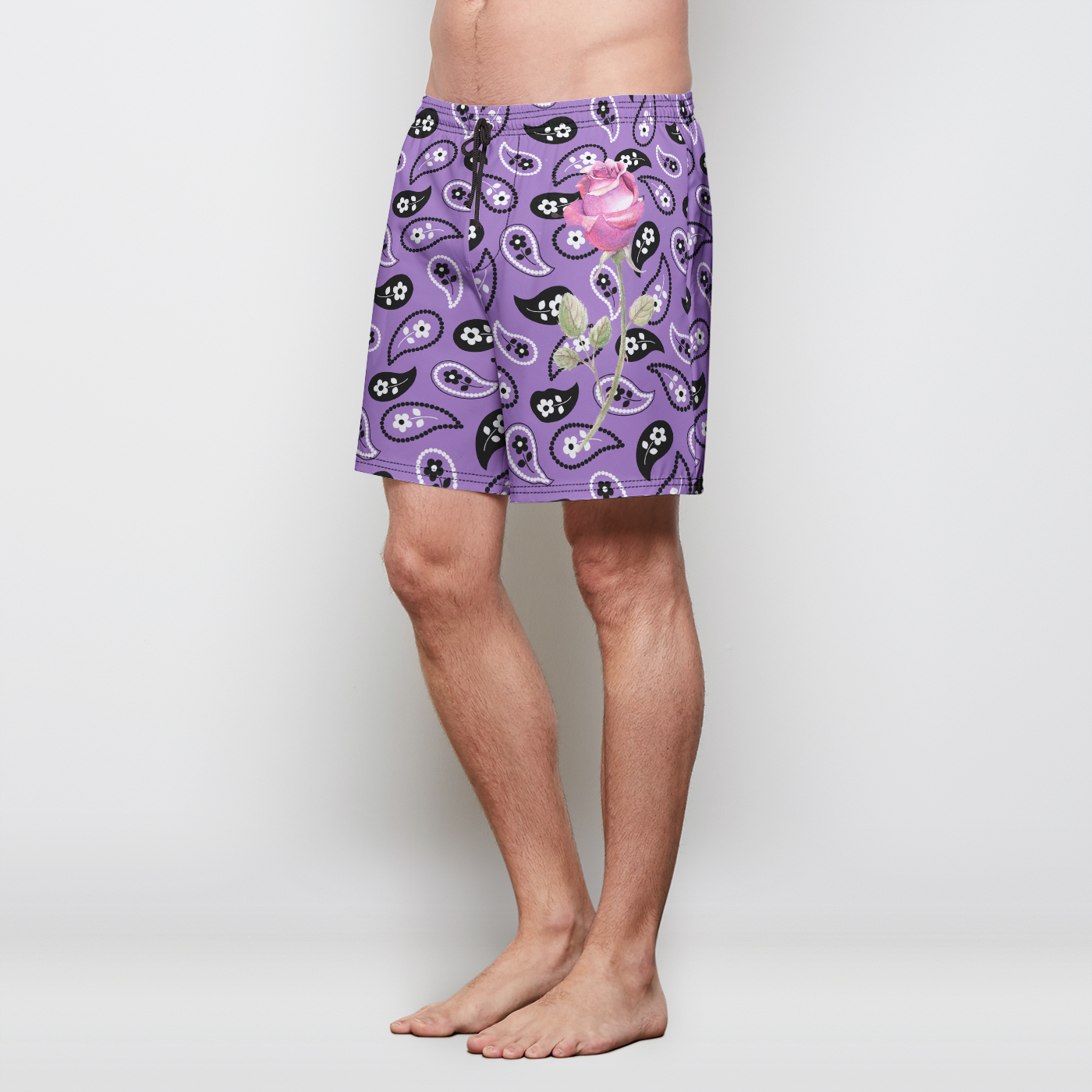 Purple Pink Paisley Poly-Tech Short