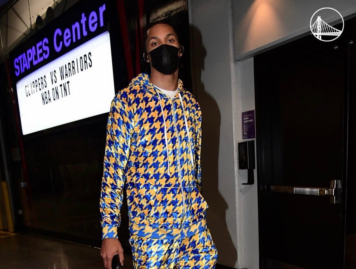 Gold and Blue Houndstooth Hoodie