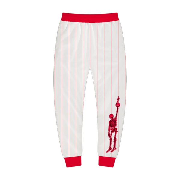 Red and white online striped joggers