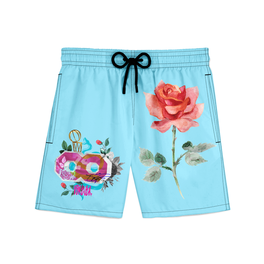 Teal Rose Poly Tech Shorts