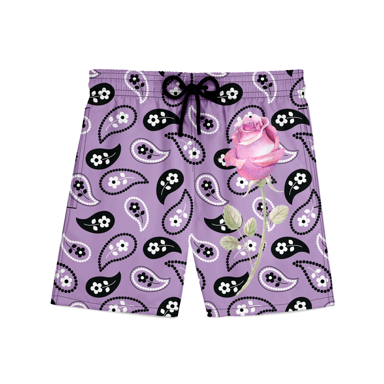 Purple Pink Paisley Poly-Tech Short