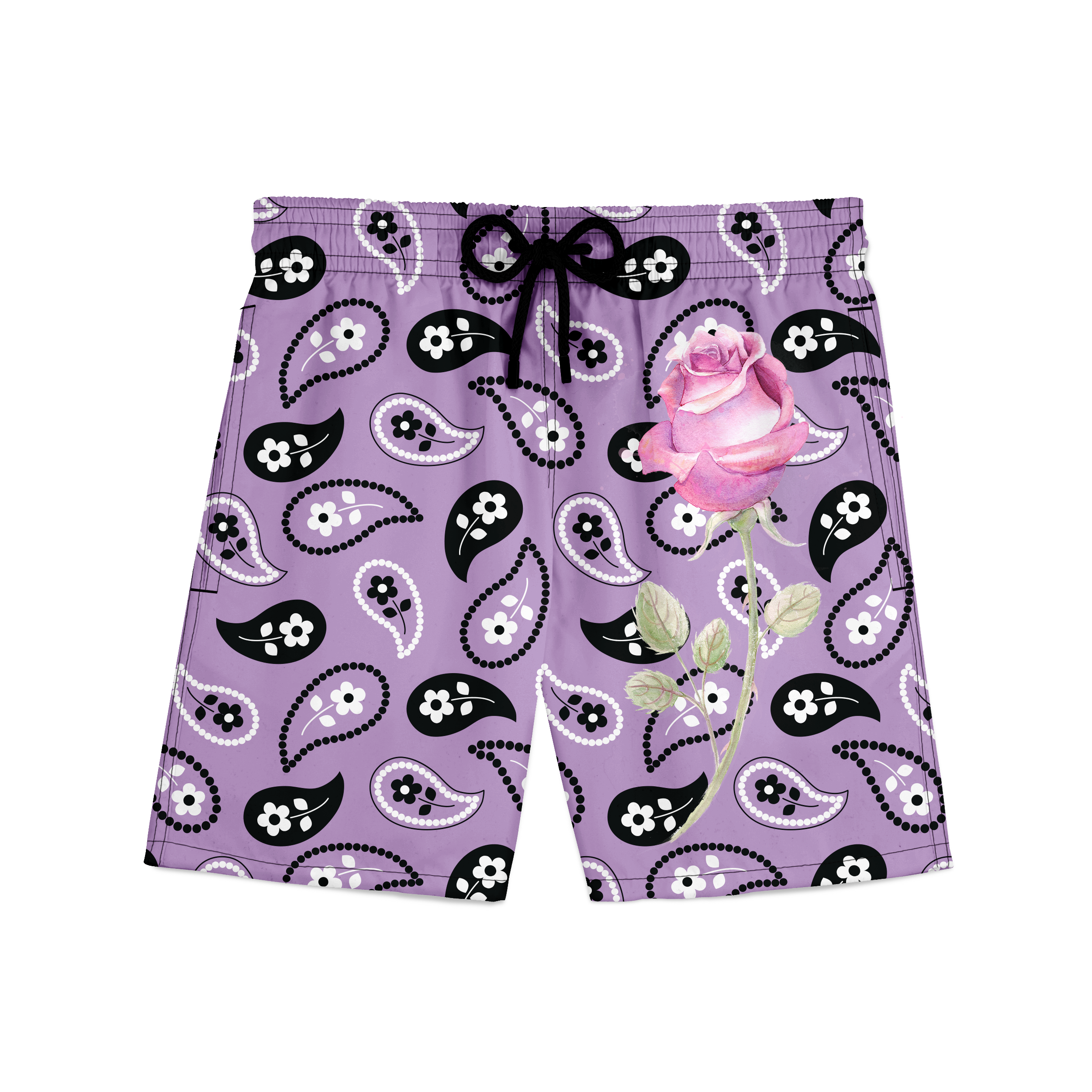 Purple Pink Paisley Poly-Tech Short