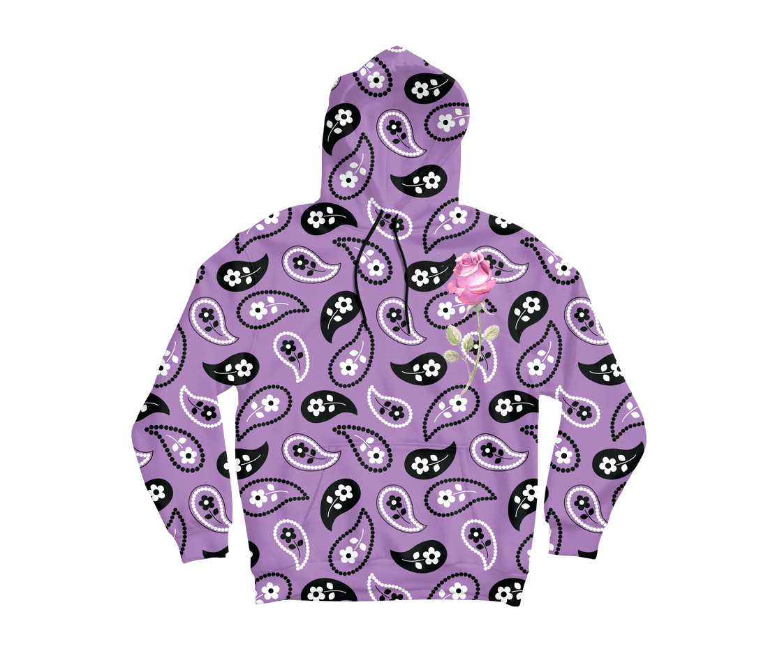 Paisley Purple Rose Hoodie