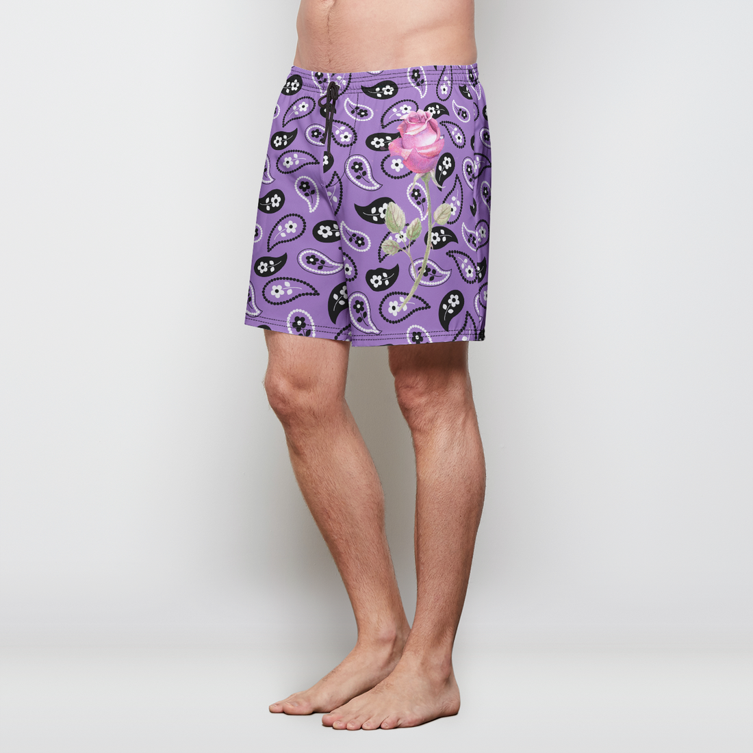 Purple Pink Paisley Poly-Tech Short