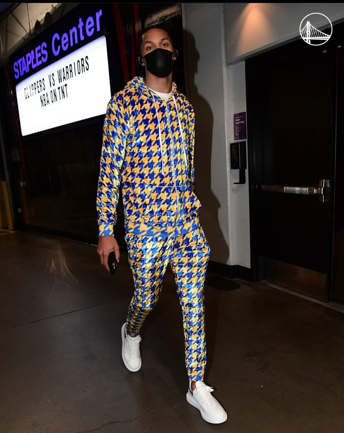 Gold and Blue Houndstooth Hoodie