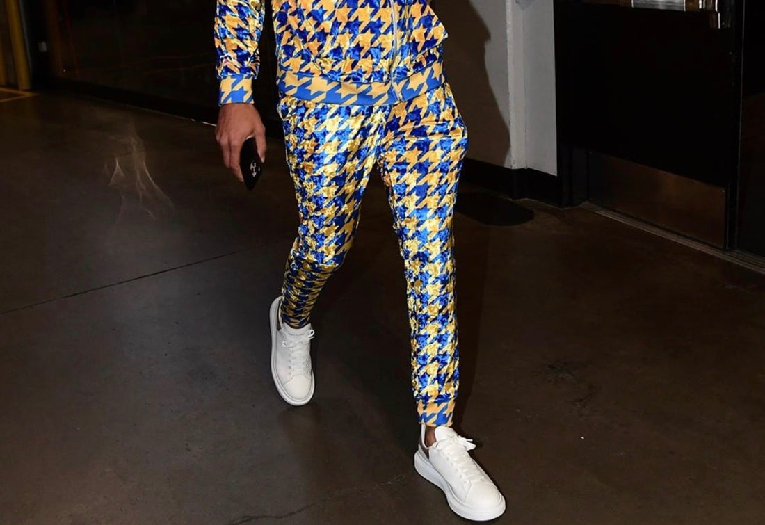 Gold and Blue Houndstooth Jogger