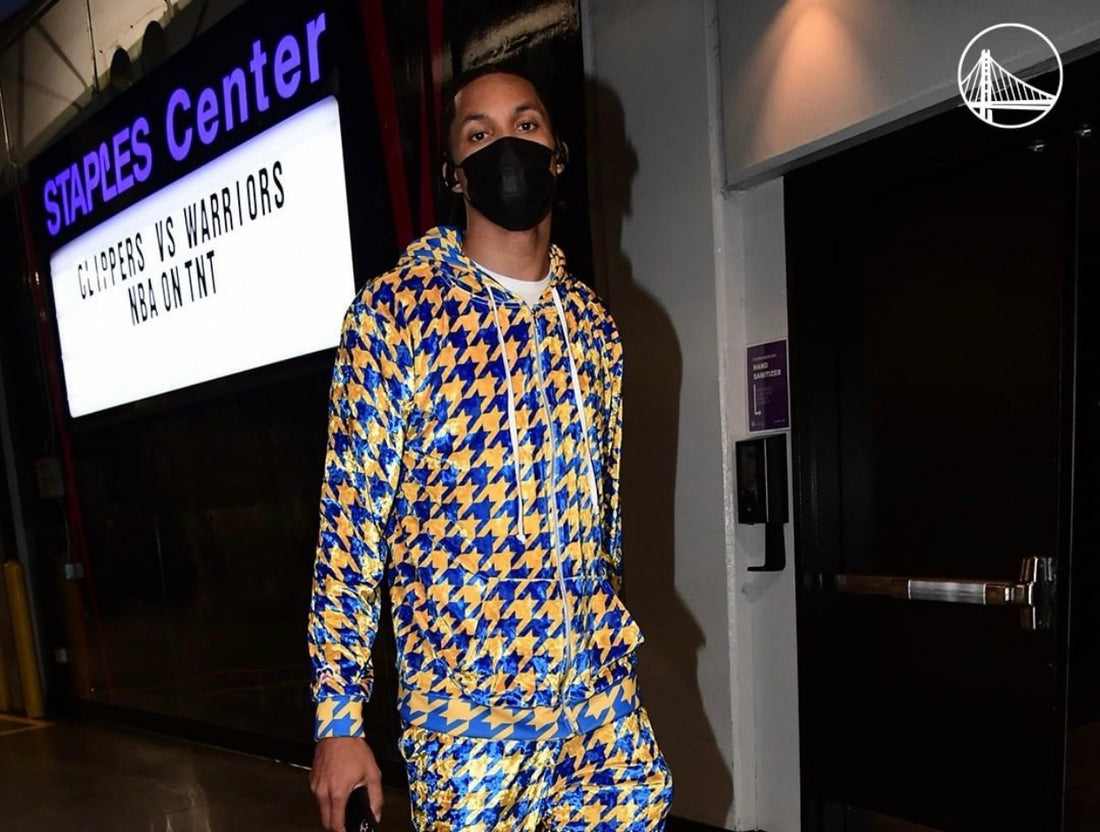 Gold and Blue Houndstooth Hoodie