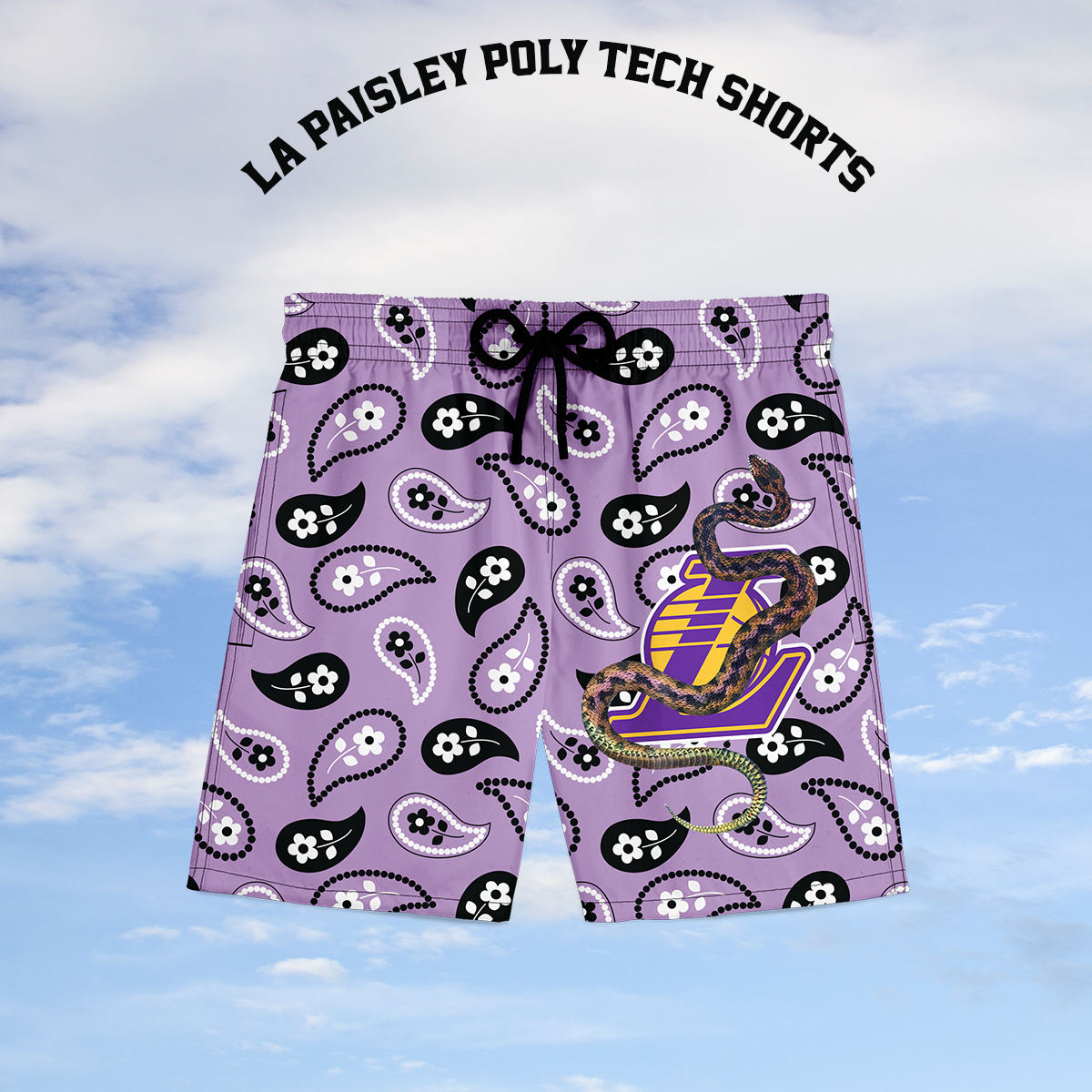 LA Paisley Poly Tech Shorts