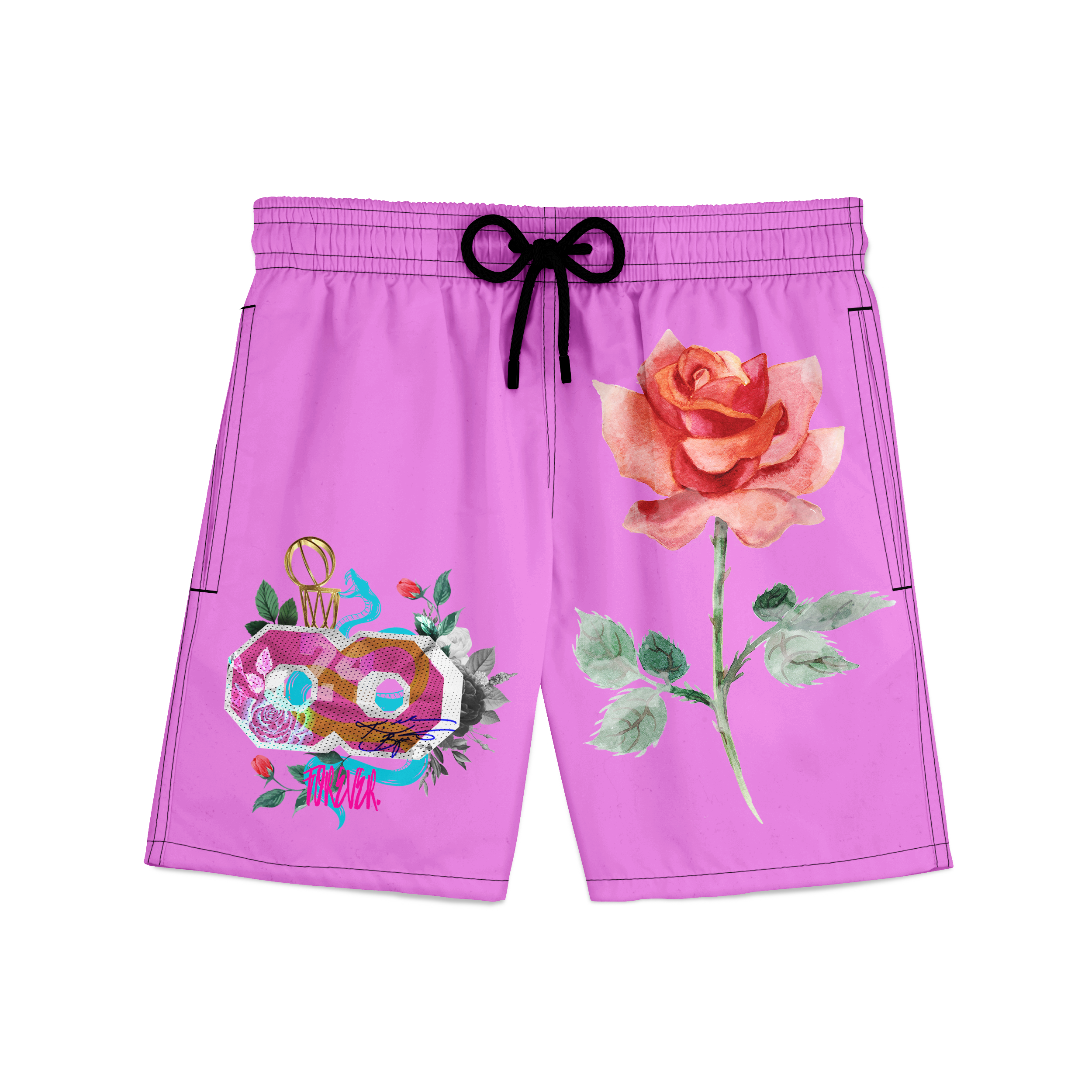 Pink Rose Poly-Tech Shorts